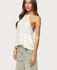 Edikted Women's Ellorie Backless Sequin Halter Top