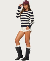 Edikted Women's Mildred Striped Cable Knit Cardigan