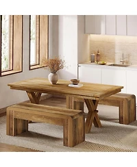 Tribesigns 47.24-Inch Long Dining Bench, Large Engineered Wood Kitchen Table Bench with Heavy-Duty Legs, Rustic 2-Person Seating, Brown