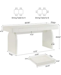 Tribesigns Modern Dining Table for 4-6 People, Rectangular White Glossy Kitchen Dining Room Table