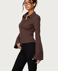 Edikted Women's Pinstripe Tailored Button Up Shirt