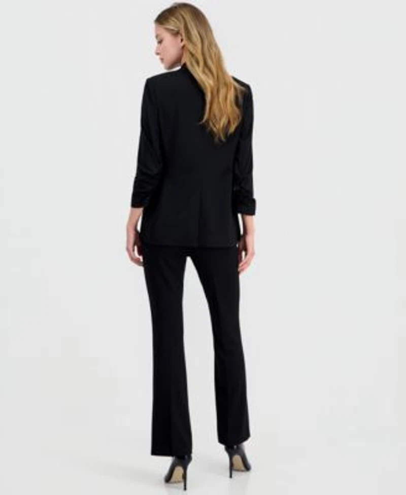 Bar Iii Womens One Button Scrunched Sleeve Jacket High Rise Flared Leg Pants Macys Exclusive