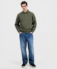 Hugo Boss Men's Distressed Logo Quarter-Zip Sweater