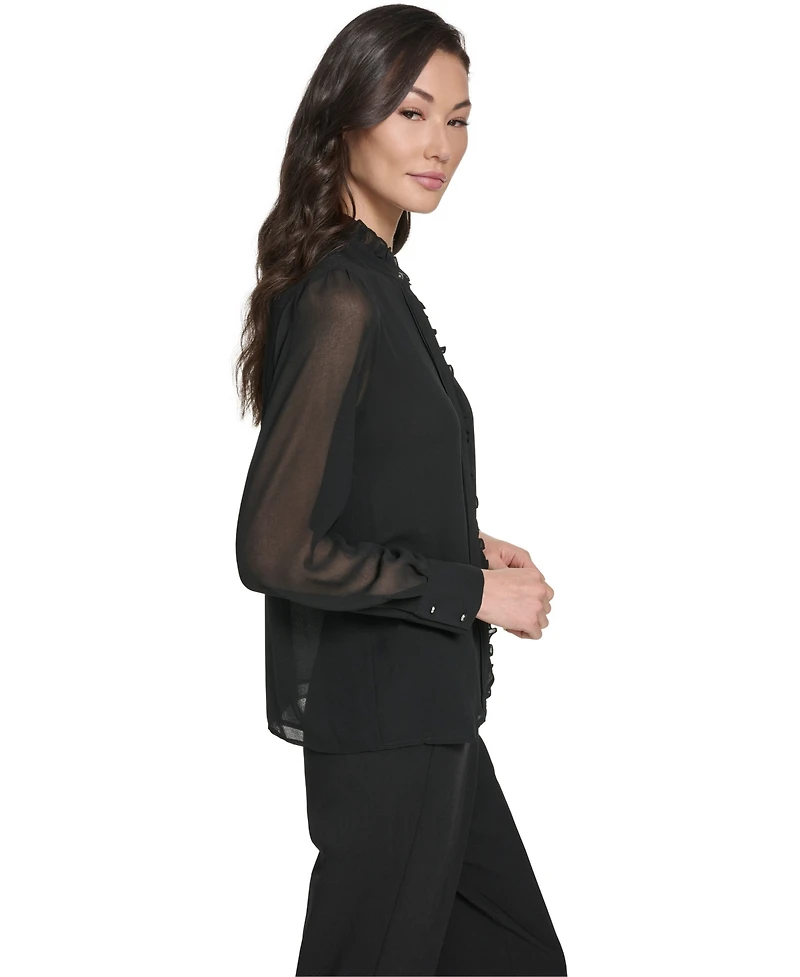 Calvin Klein Women's Ruffle-Front Blouse