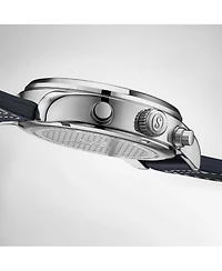 Stuhrling Navigator 4075 Men s 43mm Navy Sunray Dial Navy Leather Strap Chronograph Quartz Watch