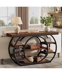 Tribesigns 47" Console Table, 5-Tier Industrial Entryway Table with Metal Frame, Rustic Brown