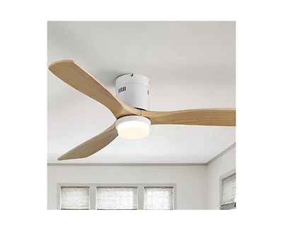 52-inch Modern 3-Blade Light Ceiling Fan with Remote Control and Supporting Mobile Device Connection