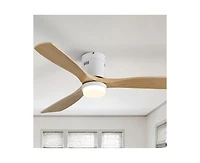 52-inch Modern 3-Blade Light Ceiling Fan with Remote Control and Supporting Mobile Device Connection
