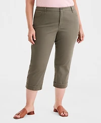Style & Co Plus Curvy Roll-Cuff Capri Jeans