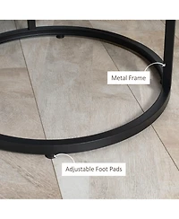 Round Nesting Coffee Table Set of 2 Stacking Accent Tables Living Room, Grey