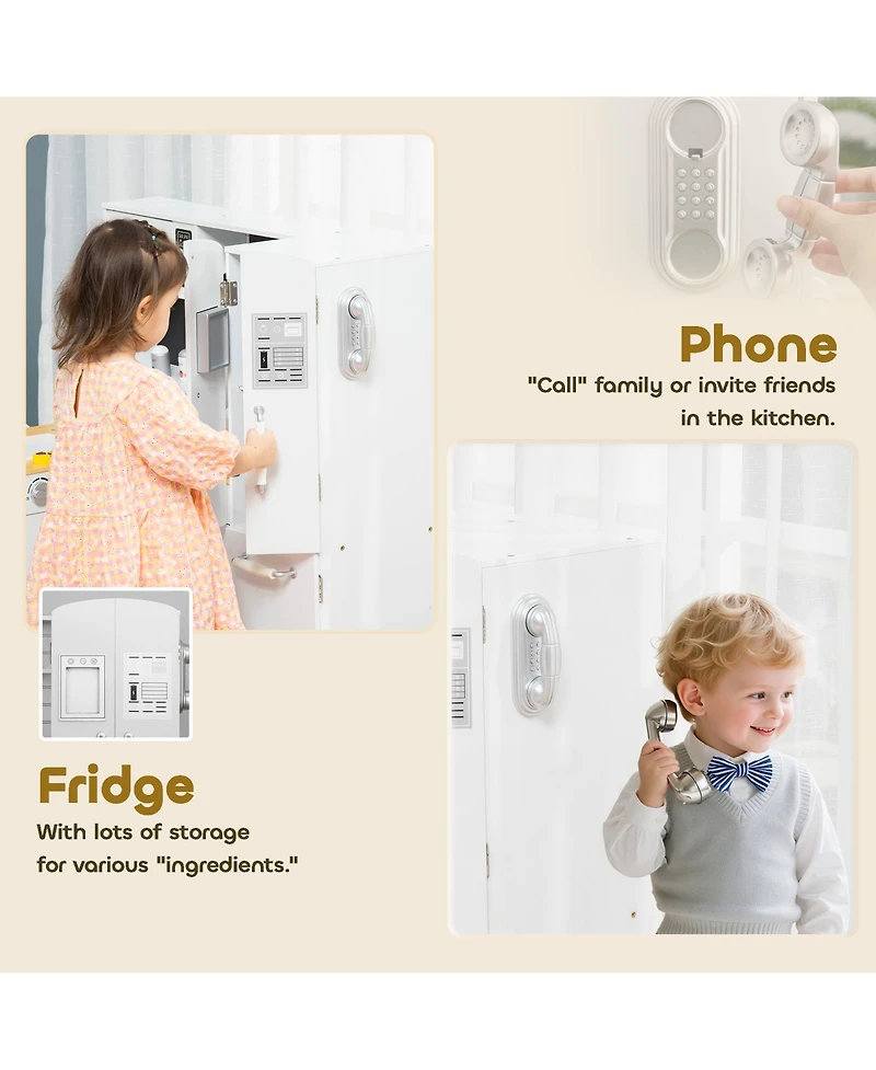 Qaba Large Kitchen Set w/ Full Set of Appliances Pretend Play Toy