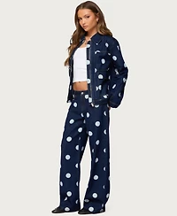 Edikted Women's Leyah Polka Dot Oversized Denim Jacket