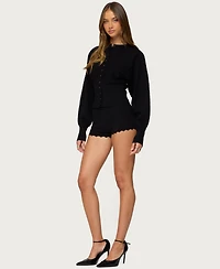 Edikted Women's Maizy Scalloped Knit Micro Shorts