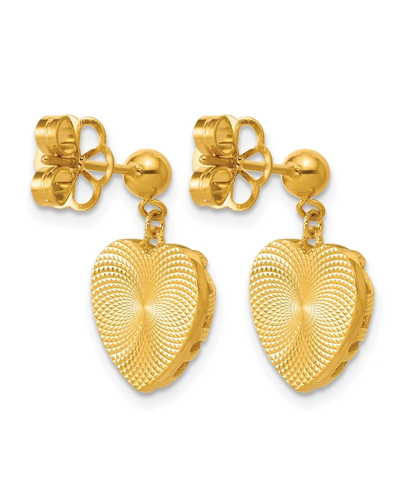 Macy's Heart Dangle Drop Earrings 24K Yellow Gold