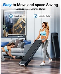 Deerrun 6% Incline Under Desk Walking Pad 3 In 1 treadmills For Home easy store