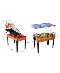 Rbied 5-in-1 Multi-Game Table with Foosball, Billiards, Ping Pong, Hockey & Basketball, Black Mdf Indoor Sports Table for Kids and Adults-Rbied