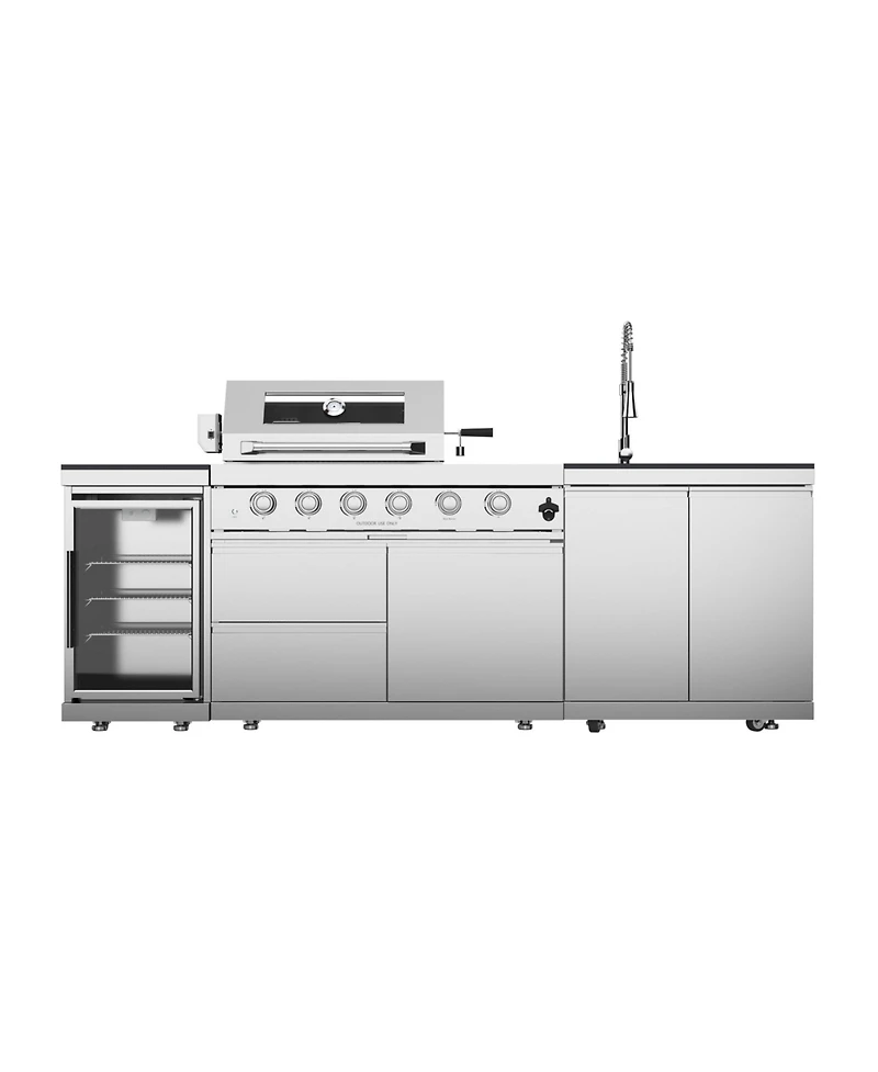 Mondawe 46" 4-Burner 72000 Btu Stainless Steel Outdoor Kitchen Grill Island with Fridge