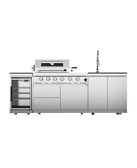 Mondawe 46" 4-Burner 72000 Btu Stainless Steel Outdoor Kitchen Grill Island with Fridge
