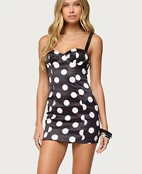 Edikted Women's Polka Dot Cupped Satin Effect Mini Dress