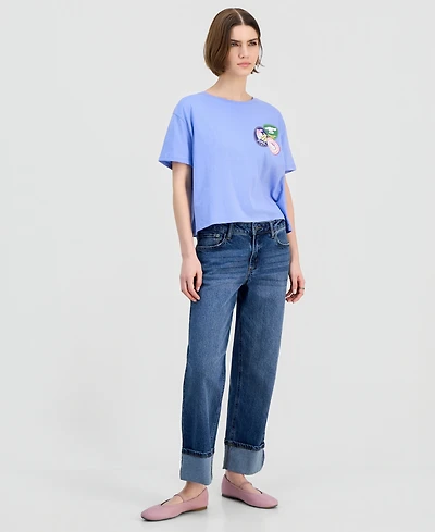 Celebrity Pink Juniors' Cuffed Straight-Leg Jeans