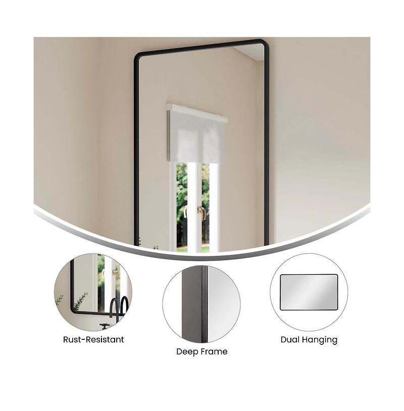 Emma+Oliver Afsin Wall Mirror with Silver Backed Glass for Clarity Entryways, Bathrooms & More