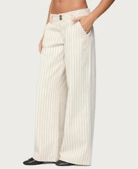 Edikted Womens Cory Striped Low Rise Jeans