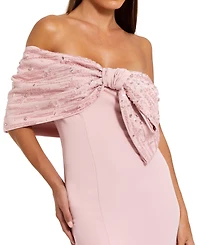 Mac Duggal Women's Beaded Off-the-Shoulder Satin Trumpet Gown