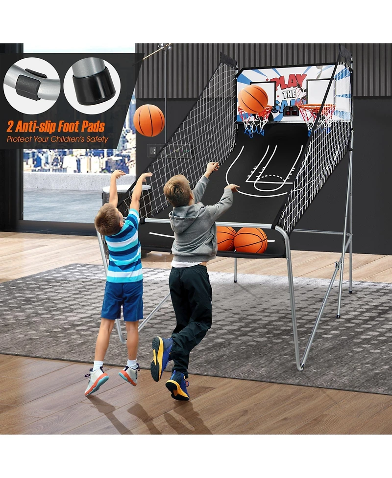 Hongge Indoor Electronic Double Basketball Game with Led Scoring and 4 Balls