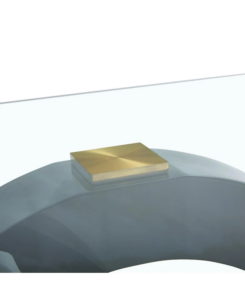 Streamdale Furniture Glass Dining Table with Oc-Shaped Black Mdf Legs & Gold Base