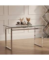 Streamdale 51" Modern Minimalist Glass Dining Table for 4-6 with Tempered Glass & Chrome Legs