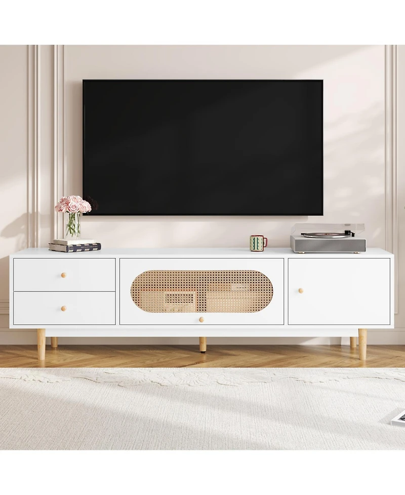 Streamdale Furniture Streamdale 70" Tv Stand for TVs up to 80", Minimalist Console Table with Drawers