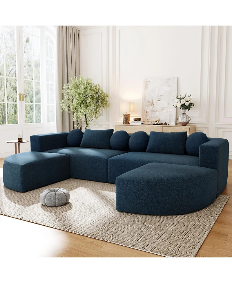 Streamdale Boneless Couch Modular Sectional Sofa 114.9" Blue
