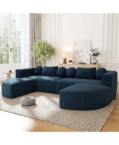 Streamdale Boneless Couch Modular Sectional Sofa 114.9" Blue