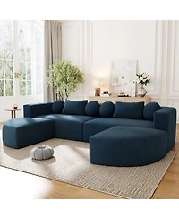 Streamdale Boneless Couch Modular Sectional Sofa 114.9" Blue