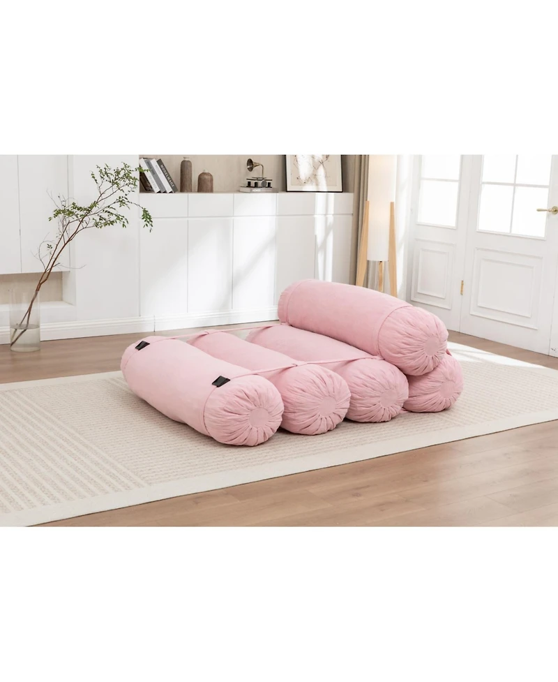 Streamdale Furniture Adjustable Corduroy Floor Sofa with Straps for Versatile Configurations