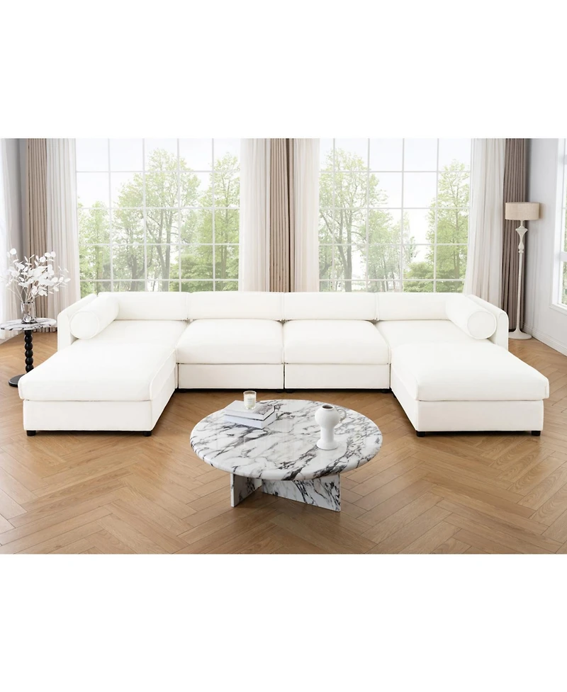 Streamdale Furniture Streamdale Modular Sectional Sofa with Storage, Extra Large U Shaped White Couch