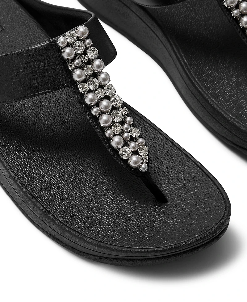 FitFlop Women's Fino Imitation Pearls and Crystal Toe-Post Slip-On Sandals