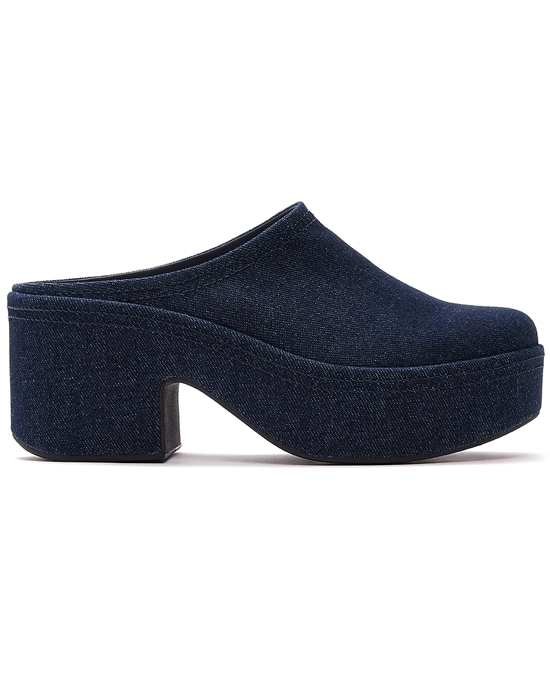FitFlop Women's Platforms Denim Heeled Slip-On Mules