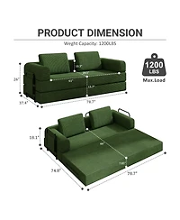 Streamdale Furniture Convertible Sleeper Sofa Bed with Pillow - Corduroy Folding Mattress Couch for Living Room