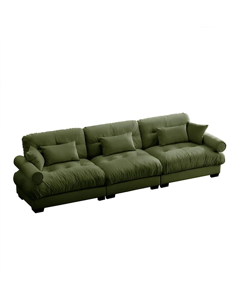 Streamdale Furniture Streamdale Extra Large 3 Seat Modern Velvet Sofa, Oversize, Comfortable, Olive Green