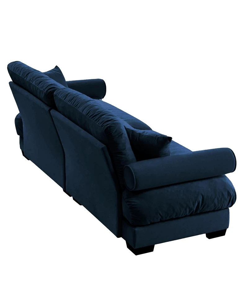 Streamdale Furniture Modern Blue Velvet Two-Seater Sofa with Pillows