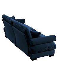 Streamdale Furniture Modern Blue Velvet Two-Seater Sofa with Pillows