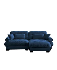 Streamdale Furniture Streamdale Oversized Modern Velvet Two-Seater Sofa with Ottoman & Pillows