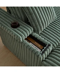 Streamdale Furniture Streamdale 84Inch Corduroy 3-Seater Sofa with Pillows, Ottomans, Storage & Cup Holders