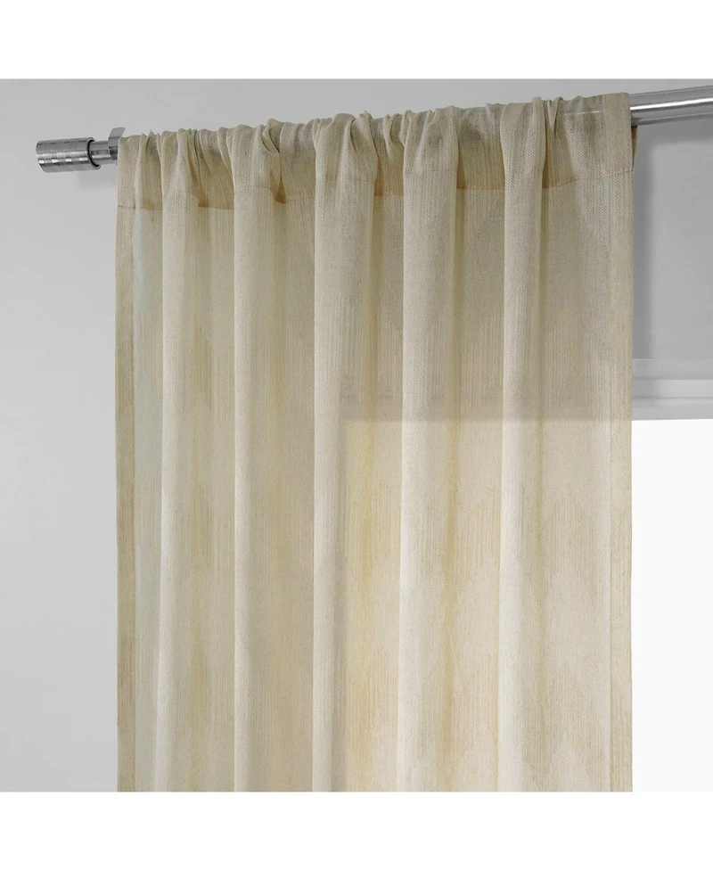 Half Price Drapes Sirius Striped Patterned Faux Linen Sheer Curtain