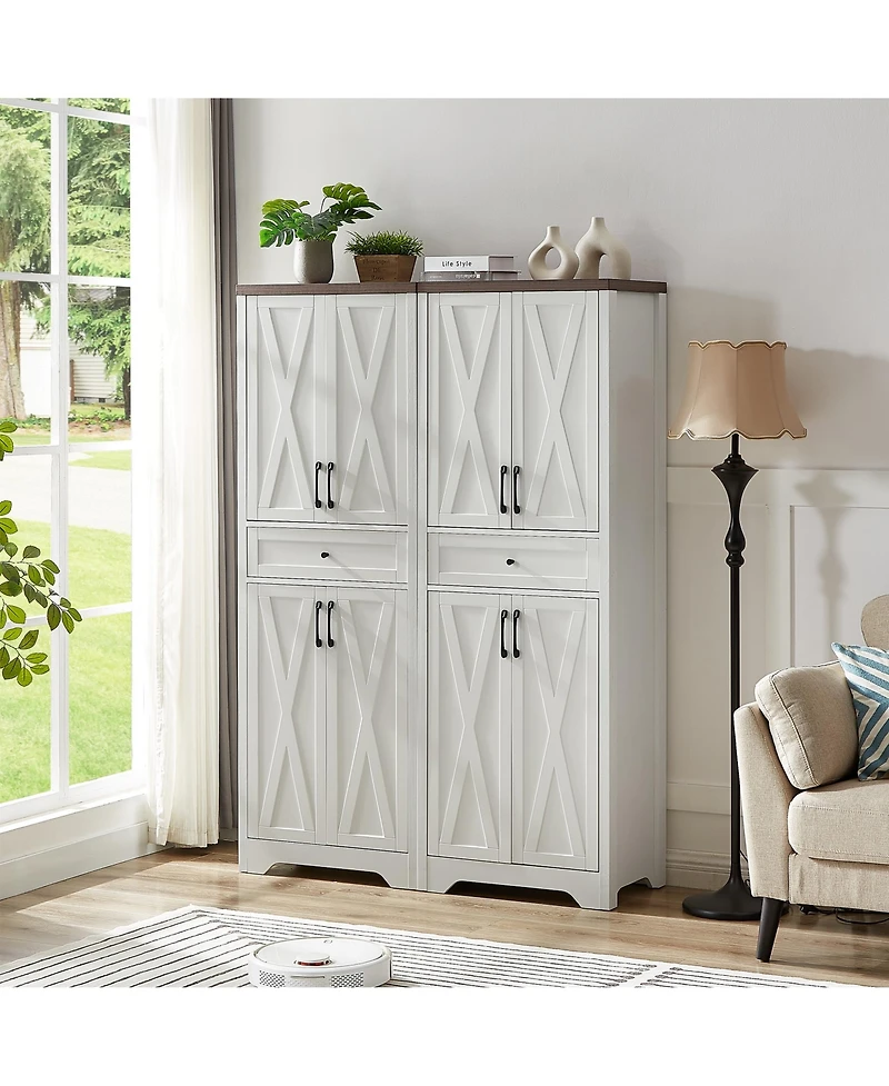 Casainc 68" White Freestanding Tall Kitchen Cabinet