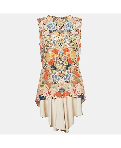 Pre-Owned Alexander Mcqueen Women's Multicolor Floral Print Crepe Tunic Top
