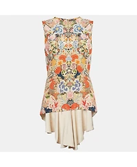 Pre-Owned Alexander Mcqueen Women's Multicolor Floral Print Crepe Tunic Top