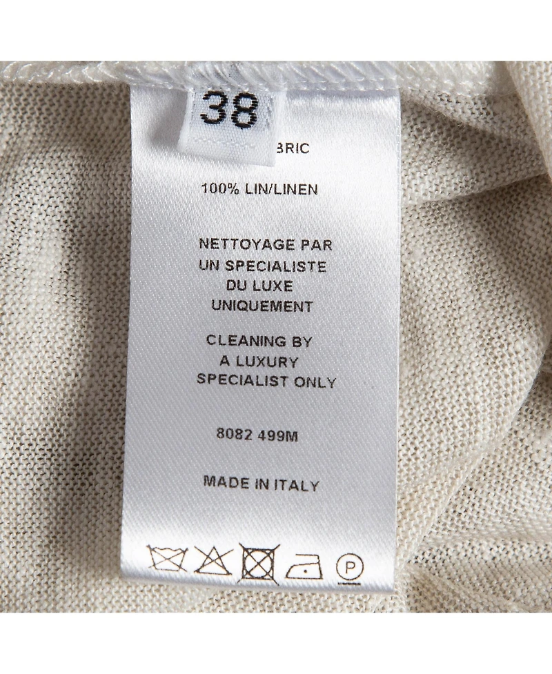 Pre-Owned Balmain Women's Off-White Linen Knit Lace-Up Top