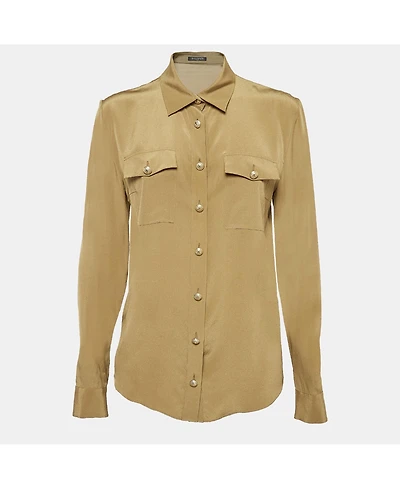 Pre-Owned Balmain Women's Green Silk Long Sleeve Shirt